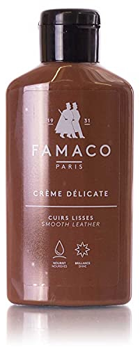 Famaco - Crème Délicate 125ml pour Cuirs Lisses - MARRON CLAIR - Lait Nourrissant à Base de Cire - Nettoie, nourrit et Assouplit en Douceur les Chaussures
