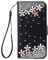 Awenroy Glitter Wallet Case for iPhone 6 Plus / 6S Plus Luxury Bling Rhinestones Diamonds Pattern and PU Leather Magnetic Flip Cover with Card Slots Holders Wallet Case - Black