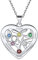 925 Sterling Silver Personalised Heart Family Tree of Life Necklace with Choice of Birthstone Setting Custom Engraving Name 6 Six Birthstone Love Heart Tree Pendant Necklace for Women Teen Girls