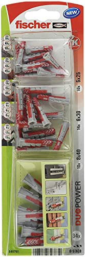 fischer - Cheville tous matériaux DuoPower diamètres 5, 6 et 8 sans vis/Blister de 34