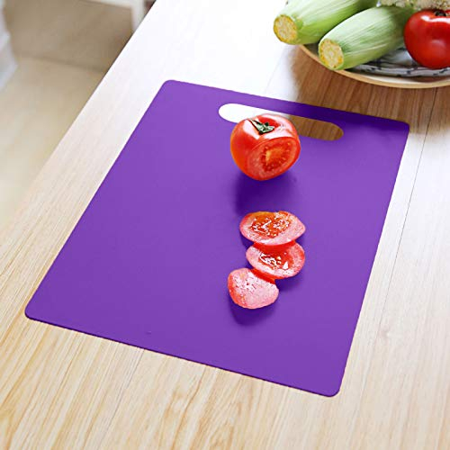 WENHAO Plastic Non-Slip Cutting Board Plastic Chopping Board Set Chopping Board Set Cutting Slicing Cutting Board Cutting Mat Chopping Board Set Flexible Plastic Colored Thick Mats,29X19CM (Purple)