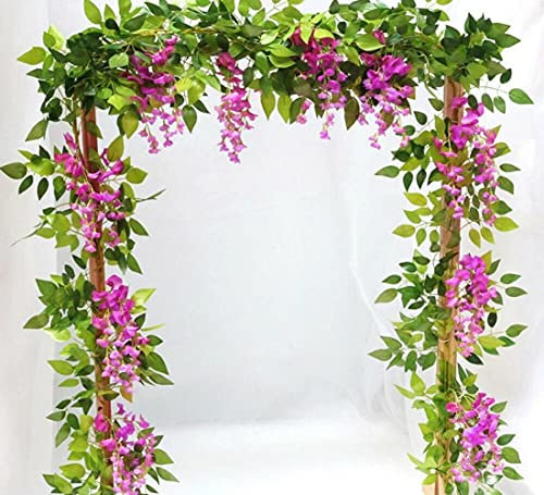 2 pezzi Ghirlanda Glicine Artificiale Finta Pianta Rampicante da Appendere Glicine Finto Pendente Ghirlanda Wisteria Glicine per Decorazioni Esterne Interne Matrimonio Nozze Casa