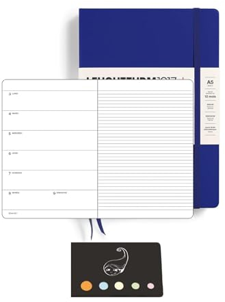 Terminplaner 2022, Französisch, A5, 1 Woche auf einer Seite mit Noten + Blumie Index (Marineblau)