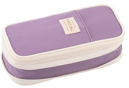 iSuperb Federmäppchen Leinwand Mäppchen Skalierbar Etui Stifte Schulmäppchen für Schüler Teenage Stationery Organizer Bag (Dark Purple)