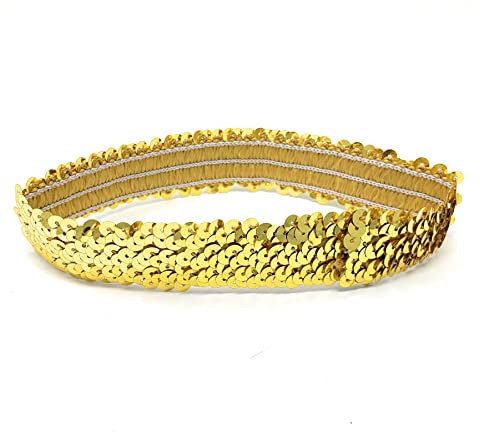 Gold Womens Sequin Polyester Fancy Dress Headband 38 x 3cm