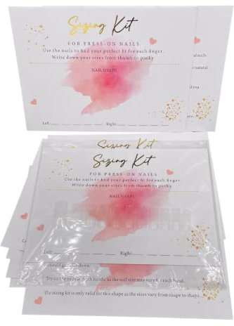 Press On Nails Sizing Kit Card 5x7 inch Large Pink Gold Foil Postcard Try On False Nail Business Supplies DIY Nail Art Sizing Guide Chart 30 Pack