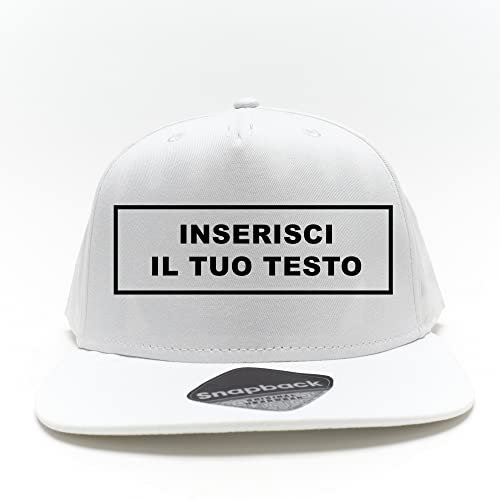 woolove Cappello con Adesivo Snapback e Visiera Piatta.Personalizzabile con Testo Ricamato, Cappellino con Chiusura in Plastica Regolabile. Bianco