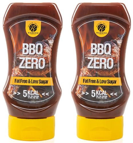 Rabeko Zero Sauce -American BBQ, 2 x 350 ml senza zucchero e a basso contenuto di grassi - prodotti sani a basso contenuto di carboidrati con ridotto contenuto di calorie e grassi per insalata,