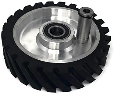 8 x 2 Belt Grinder Contact Wheel,Belt Sander Bearings Serrated Rubber Contact Wheels With 2 heavy Duty bearing 6205 RS