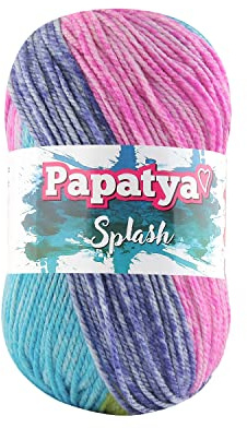 Rainbow Multicoloured Aran Weight Yarn 100g Ball Papatya Splash Shade 02