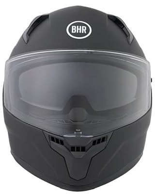 BHR Casco Integrale Moto con Doppia Visiera 831 ROCKET, Casco Moto Integrale Omologato ECE 22.06 con Schermo Parasole, Casco Uomo/Donna, Nero Opaco, XS