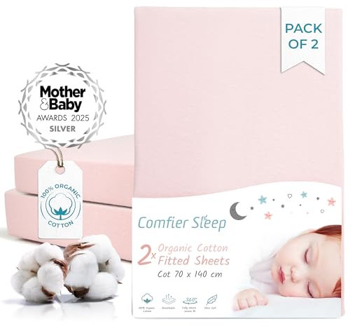 Spannbettlaken 70x140 2er-Set 100% Komplett Natürlicher Bio-Baumwolle Spannbettlaken 70x140 Baby Rosa Ultraweich Und Bequem Für Ihr Baby