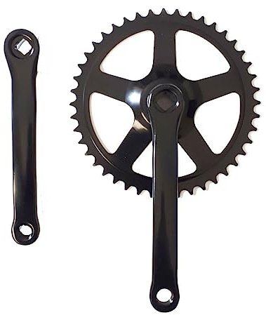 Kurbelgarnitur 44 D + Platte Stahl 170, Schwarz