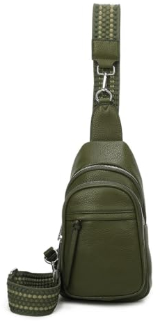 OBC Damen Bodybag Sling Tasche Rucksack Gürteltasche Crossbag Crossover Schultertasche Crossbody Brusttasche Umhängetasche Olivgrün V1.