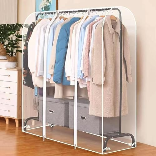 Housse de protection transparente à fermeture éclair solide pour porte-manteau 1,2 m