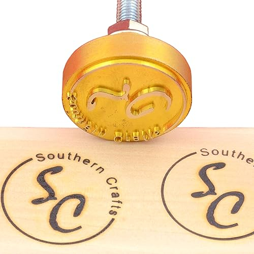 Ferro da stiro con logo personalizzato per legno, ferro per falegnami, artigiani in pelle, timbro termico per barbecue, manico in legno (2,5 x 2,5 cm)