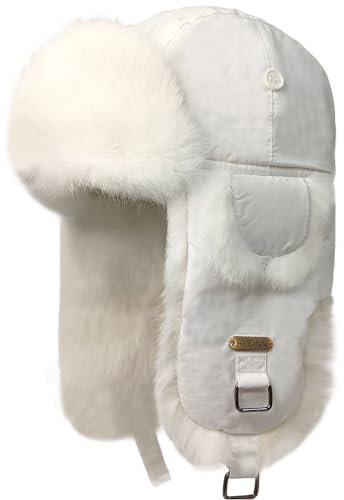 HEYANN Casquette Chapka Homme Bonnet Cache Oreille Homme Hive Aviateur Sovietique Chapeau Trappeur Fourrure Russe Ushanka Femme Bonnet Homme Hiver (L/XL, Blanc)