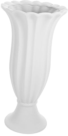 Garneck Friedhofsblumenvase aus Keramik in Weiß für Frische Blumen | Aufrechte Präsentation, Stabile Struktur, für Blumenarrangements, Feierlichkeiten und Landschaften