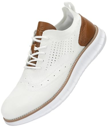 SVNKE Herren Anzugschuhe Atmungsaktiv Gestrickter Stoff Schnürschuhe Formale Moderne Klassische Freizeit Schuhe Oxfords Hochzeit Schuhe weiß 47