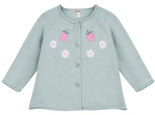 Bondi Baby Mädchen Strickjacke Be Happy 86883 in frischem Grün – kuschelig, süß und perfekt für kühlere Tage. Hochwertig, weich und vielseitig kombinierbar!