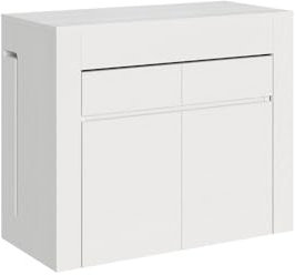 LIBEROSHOPPING.eu - LA TUA CASA IN UN CLIK Table console extensible à 302 cm ELIA avec double banc en bois mélaminé (blanc frêne)