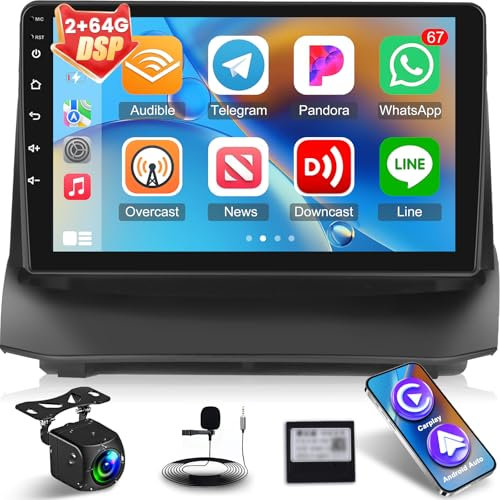 NHOPEEW Android Autorradio para Ford Fiesta 2009-2017 con Wireless Carplay y Android Auto - WiFi GPS Mirror Link Pantalla Dividida Control del Volante FM RDS + Cámara Bakcup