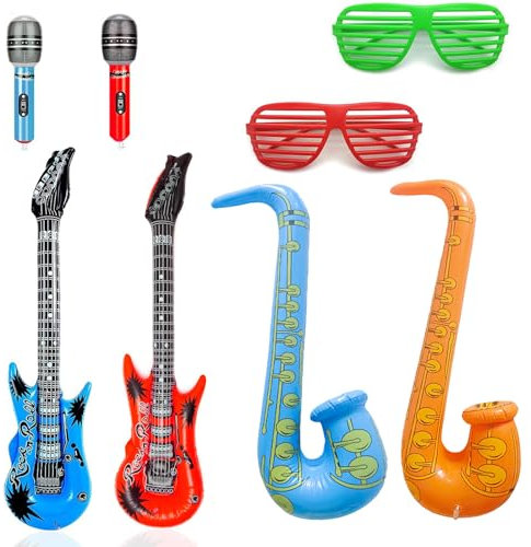 8Stück Luftgitarre, Aufblasbare Gitarre,Luftgitarre Rockstar Aufblasbare Air Guitar Aufblasbare Instrumente Aufblasbare Party Props Party Supplies Favors Ballons Themenparty Festival Cosplay