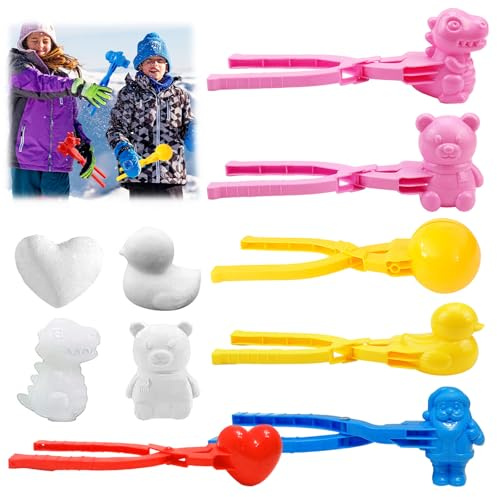 Pinzas para bolas de nieve para niños, 6 unidades, forma de bola de nieve, para hacer bolas de nieve de invierno, juguetes para exteriores, diferentes formas con diámetro de 7 cm, adecuadas para niños