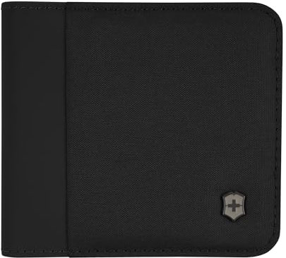 Victorinox Travel Essentials Bi-Fold Wallet, Portemonnaie mit RFID-Schutz, Kartenfächer, Ausweisfach, Münzfach, Damen/Herren, Schwarz