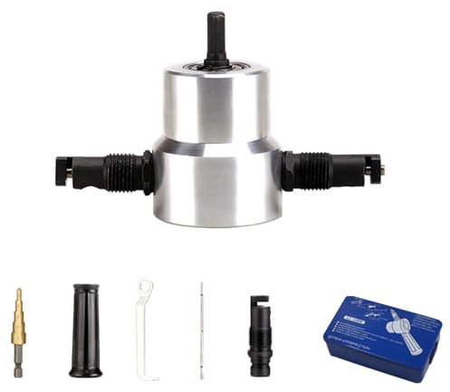 Metal Sheet Cutter Double Head Iron Nibbler Cutting Tool Electric Drill Attachment Modification Plate Punching Scissors