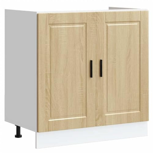 vidaXL Meuble Bas pour évier Porto chêne Sonoma Bois ingénierie, Meuble Bas de Cuisine, Meuble Bas de Cuisine avec Porte