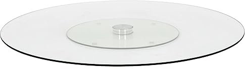XGWKCNV Furniture Select-Assiette de service rotative en verre trempé Transparent 60 cm