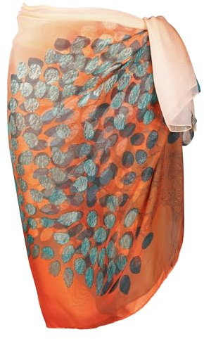 CHIC DIARY Sarong Wraps Pareo for Women Swimsuit Cover Ups Swimwear Bikini Wrap Bathing Suit Wrap Skirt with Floral(Sunset Colorful)