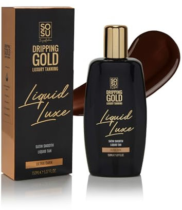 Liquid Luxe Tan | Premium Selbstbräuner Lotion Ultra Dark | Lang anhaltend | Streifenfrei | Feuchtigkeitsspendend | Natürliches Finish | Vegan | Hautfreundlich