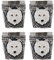 MystiCalls 4x Shotbecher weisser Wolf - Schnaps, Schnapsbecher, Wolfsbecher