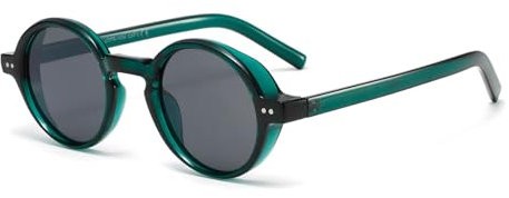 H HELMUT JUST Runde Retro-Sonnenbrille für Damen und Herren, klassische Sonnenbrille (Grün A Transparent/Grau)