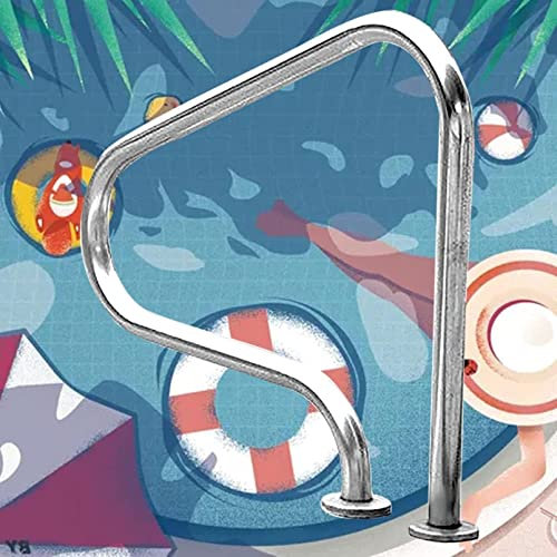 Pasamanos de seguridad para piscina para entradas enterradas, pasamanos de acero inoxidable 304, diseño de mango humanizado de 3 codos, completo
