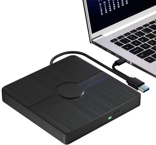Lecteur Blu-ray externe, lecteur BD avec capacité de lecture/écriture, lecteur Blu-ray portable avec USB 3.0 et graveur de CD/DVD de type C, lecteur Blu-ray 3D compatible avec Win10 et Mac OS, lecteur