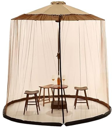 JIEBWCHA Rete Per Ombrellone Da Giardino 300/335/380cm Zanzariera Per Ombrellone Con Corda Di Portata Regolabile Design A Doppia Cerniera All'interno E All'esterno Può Resistere Per Campeggio