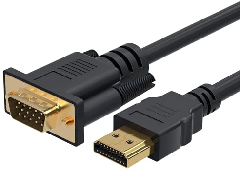 Lunpoem HDMI auf VGA Kabel, 1.8 m, Konverter Kabel Stecker zu Stecker, Unterstützt 1080P Full HD, Kompatibel mit Laptop, PC, Computer, Monitor, Beamer, Projektor, HDTV, Desktop, DVD-Player