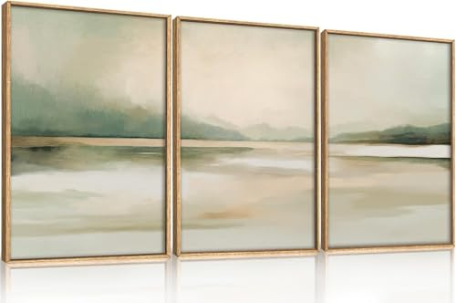 TOARTi 3er Set Abstrakte Grüne Wandkunst Minimalistische Poster 30x40cm Natur Gemälde Leinwand Wanddekoration Moderne Leinwand Kunst Wohnzimmer Schlafzimmer Büro Rustikale Poster Deko