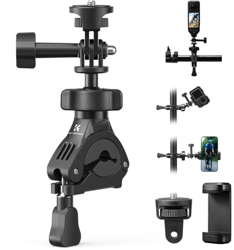K&F Concept Support Guidon Vélo pour Caméra Sport avec Vis 1/4 | Fixation robuste pour vélo et moto, compatible avec caméra d'action, pour capturer vos aventures en mouvement - MS69