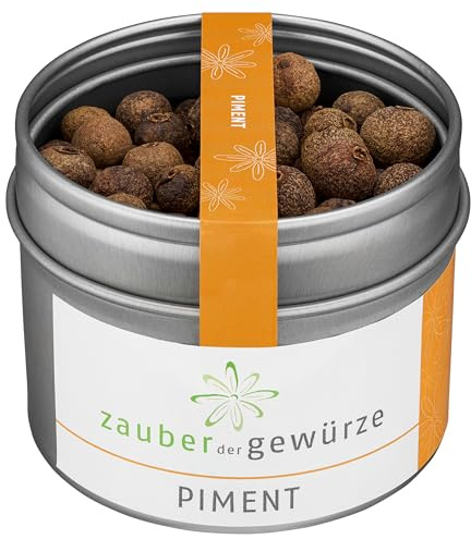 Zauber der Gewürze Piment ganz – Nelkenpfeffer, Jamaikapfeffer mit feiner Schärfe, ideal zum Verfeinern von Fleisch, Gemüse und Gebäck, 55 g