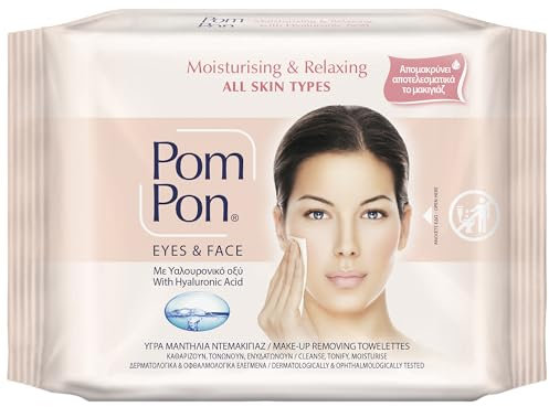 Pom Pon ALL SKIN Gesichts und Augen Make-up Entfernungstücher, mit natürlichen, feuchtigkeitsspendenden und entspannenden Inhaltsstoffen, 20 Stück