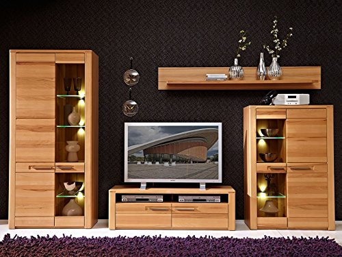 möbelando Wohnwand Wohnzimmerschrank Anbauwand Mediawand Schrankwand Nature Plus I
