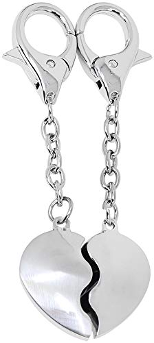 com-four® 2-teiliges Set Schlüsselanhänger aus Metall mit Karabiner für Verliebte, Herzen in edler Geschenkbox