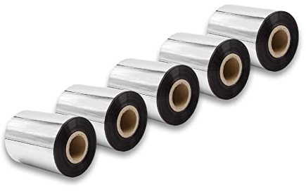 vhbw 5x Thermotransfer-Band kompatibel mit Printronix T5308, T5306 Drucker Etikettendrucker, Wischfest, 80 mm x 300 m, Wachs-Plus Schwarz