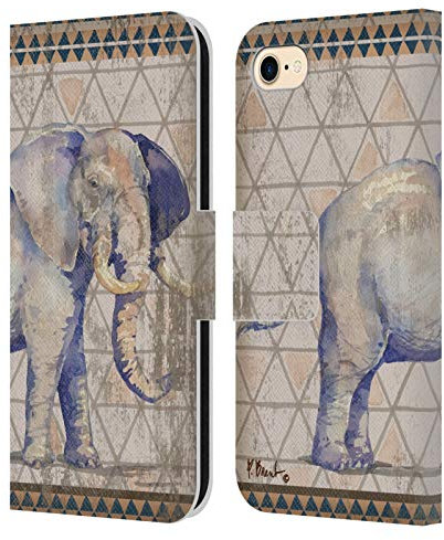 Head Case Designs Officially Licensed Paul Brent Tribal Elephant Animals Leather Wallet Case Compatible With Apple iPhone 7/8 / SE 2020 & 2022