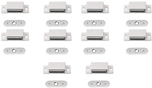 Metafranc Magnetschnäpper weiß, 10 Stück - 6 kg Haltekraft - Feste Gegenplatte - Einfache Montage - Geeignet für Möbeltüren & Klappen / Türverschluss / Haltemagnet / Möbelschnäpper / 351256