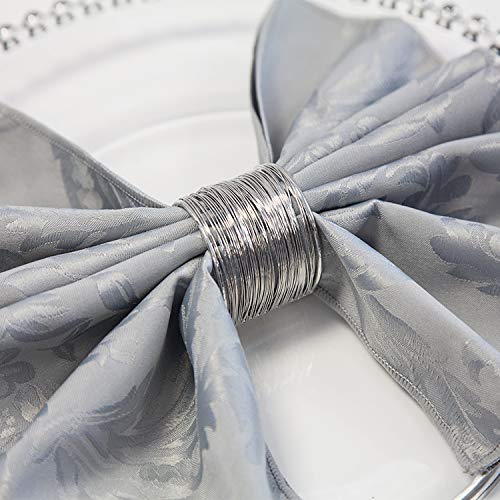 Serviettenringe aus Metall, 7 Designs, für Weihnachten, Abendessen, Hochzeit, 6 Stück (silberfarbener Draht)
